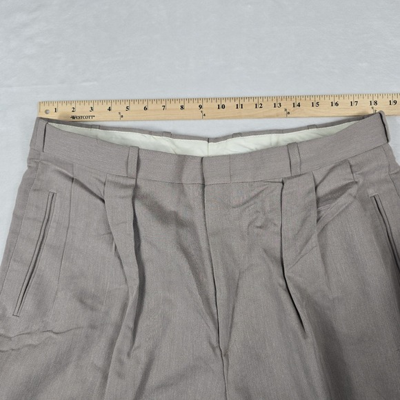 Men's Pleated Cuffed Dress Pants Size 36x29 Beige Taupe USA Made - Picture 5 of 8